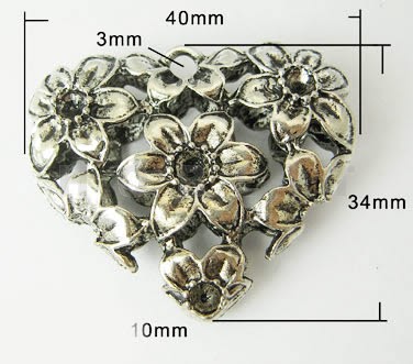 1x Hart Kraal Antiek Zilver