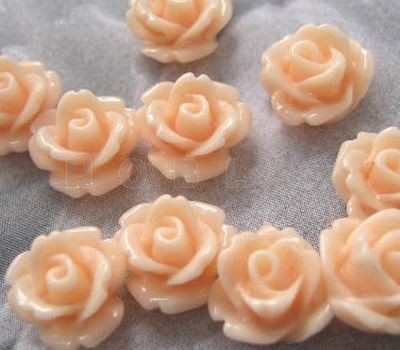 1x Cabochon Roosje Licht Perzik