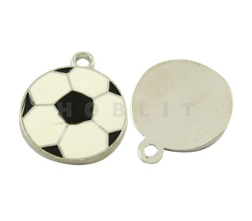 1x Bedeltje zwart/wit voetbal