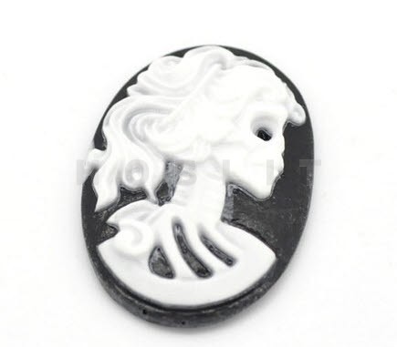 Camee Lady Skull Zwart/Wit