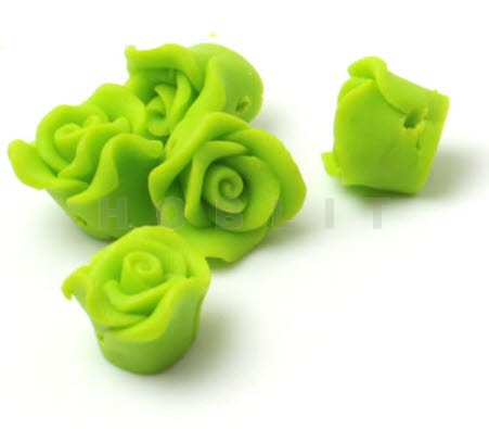 1x Fimo roos Lime Roosjes zijn handgemaakt