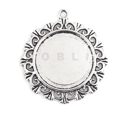 Cabochonhanger Donker Zilver 25 mm