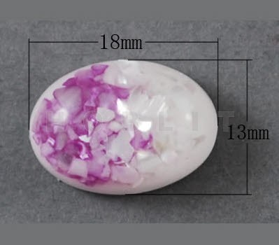 Glazen Cabochon Fuchsia/Wit -Schelp en Glas