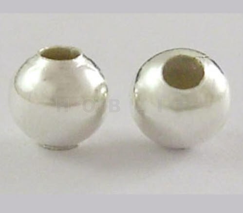 100x Metalen gladde kraal lichtzilver