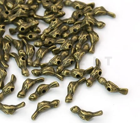 10x Metalen Kleine Vogeltjes Brons