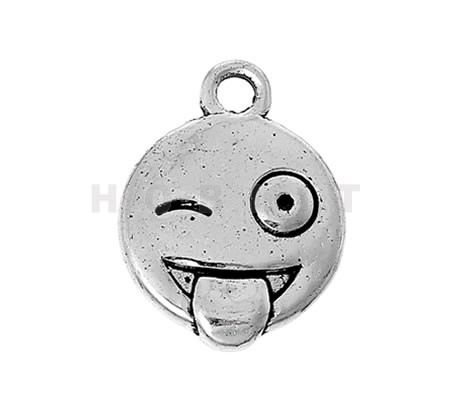  Bedeltje Emoticon Smile Donker Zilver,