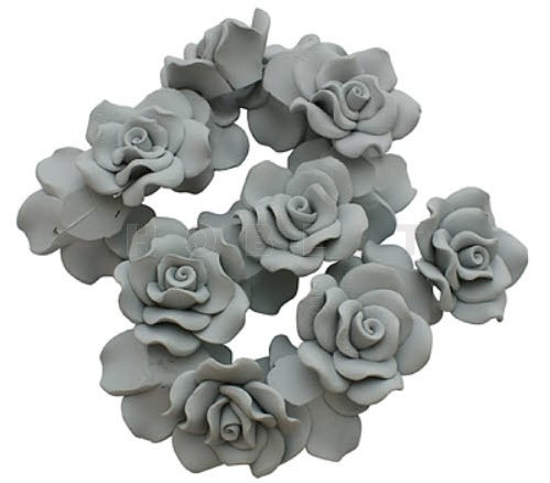 1x Fimo roos grijs 3 cm