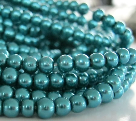 Snoertje Glasparels 4 mm Donker Turquoise