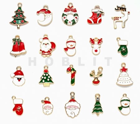 20 stuks Kerstbedeltjes emaille goud