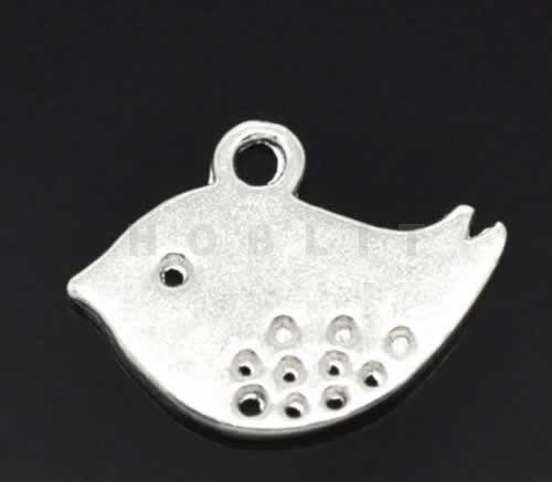 1x Bedeltje vogeltje / Licht zilver