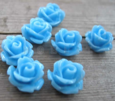 1x Cabochon Roosje Midden Blauw