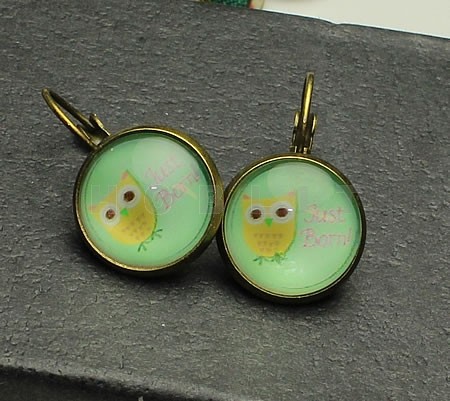 1 paar Cabochon Oorbellen Brons