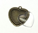 1x cabochonbedel Brons incl, glascabochon