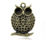 1x Bronzen Bedel Uil 42 x 29 mm