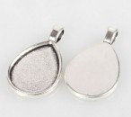 1x Cabochonbedel Donker Zilver Druppel