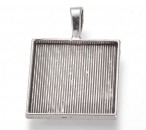 1x Bedelhanger Donker zilver Vierkant