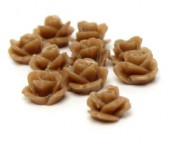 1x Cabochon Roosje Donker Caramel Zijdeglans