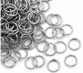 50x Open ring 6 mm Donker Zilver