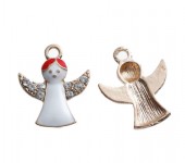 1x Engeltje Bedeltje Emaille Wit/Rood Goud