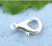 2 stuks Lobsterslotje lichtzilver 12 x 6 mm