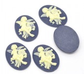 1x Grote Cabochon Blauw / Wit