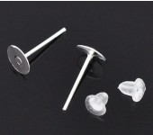 25 sets Oorbel plakstekertjes / Licht Zilver