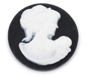 Camee zwart/wit rond 20mm
