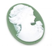 Camee Ovaal Groen/wit