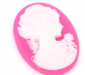 Camee Ovaal Roze wit 13 x 18 mm