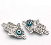 1x Connector donker zilver/strass Hamsa