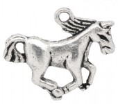 1x Paard Bedeltje Donker Zilver