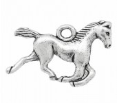1x Bedeltje Paard Donker Zilver 19 x 15 mm