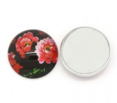 Glazen cabochon bloemen zwart/rood 16mm