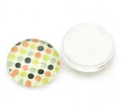 Glazen Cabochon Polkadot Wit/Groen/Oranje