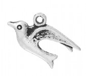 1x Bedeltje Donker Zilver vogeltje