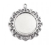 Cabochonhanger Donker Zilver (cabochon 25 mm)