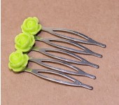 1x Klein haarkammetje met roosjes Lime