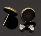 1 Paar cabochon stekertjes brons 10 mm