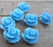 1x Cabochon Roosje Midden Blauw