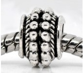 10x Metalen groot oog kralen Donker Zilver