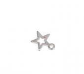 1 stuks Ster Mini Bedeltje RVS 304 Donker zilver