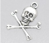 1x Skull Bedeltje Donker Zilver