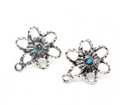 1 paar Stekertjes Donker Zilver / Steentje