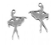 1x Bedeltje Ballerina Donker Zilver 21 mm