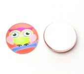 1x Glazen Cabochon Uil roze