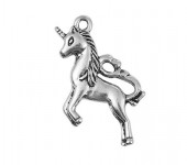1x Bedeltje Eenhoorn Paard Donker Zilver