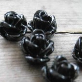 1x Cabochon Roosje Zwart