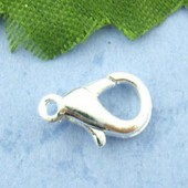 2 stuks Lobsterslotje lichtzilver 12 x 6 mm