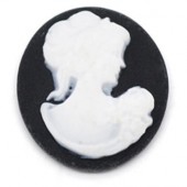 Camee zwart/wit rond 20mm