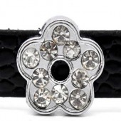 1x Sliderkraaltje donker zilver/strass Bloem